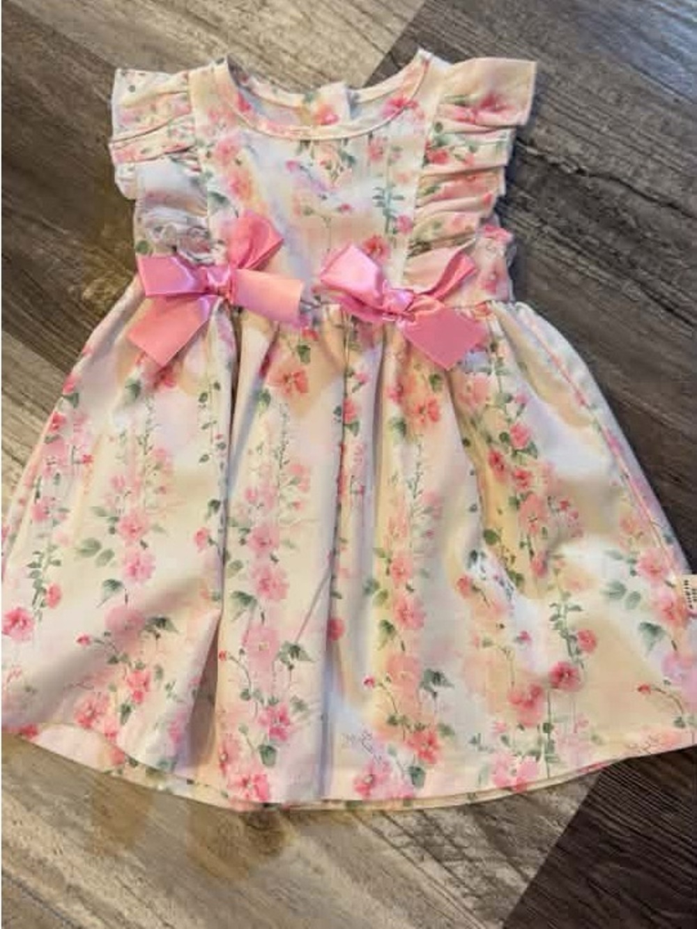 SHEIN Pink Floral Bow Ruffle Dress